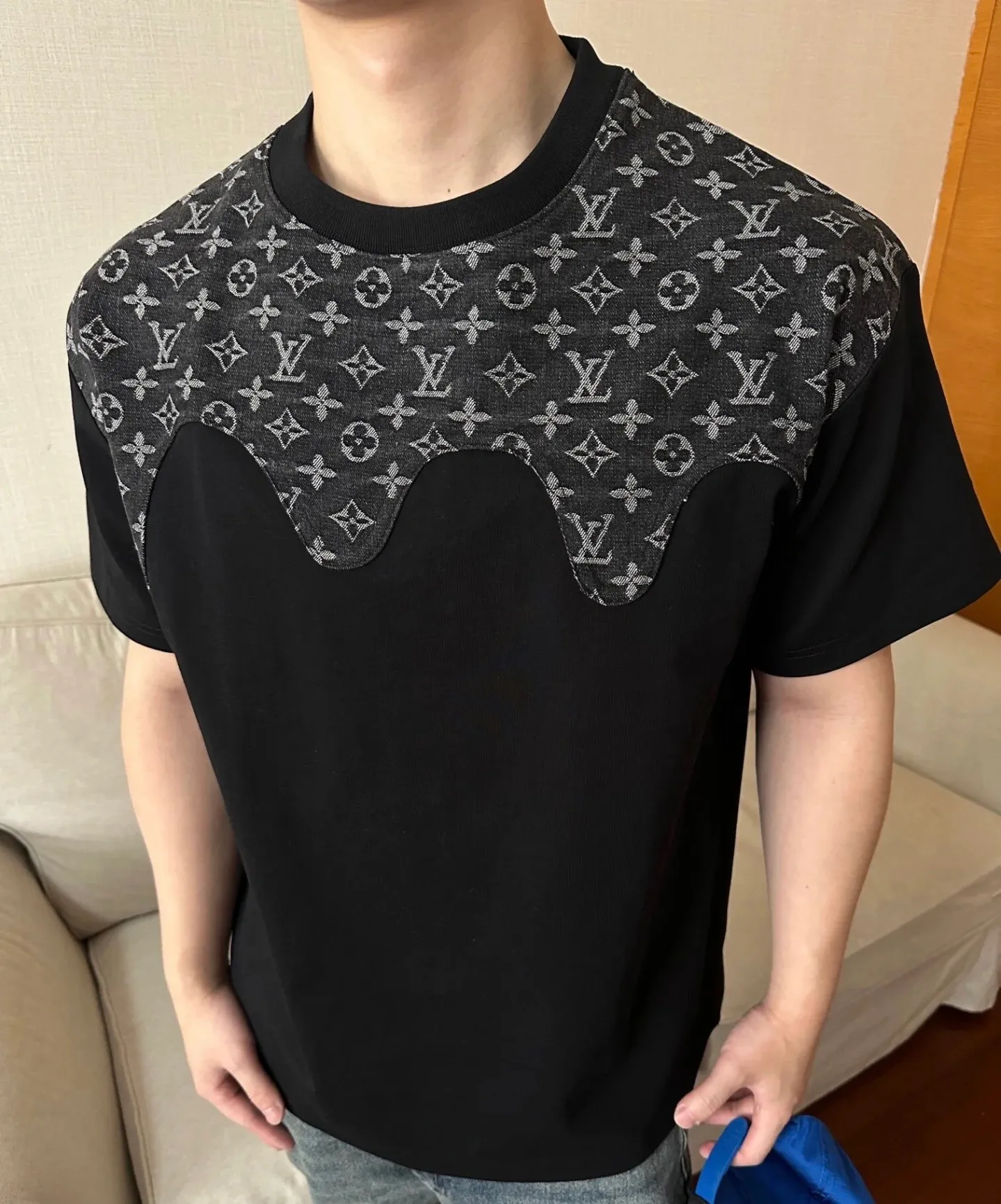 Louis Vuitton/Louis Vuitton presbyopic patchwork printed short sleeves